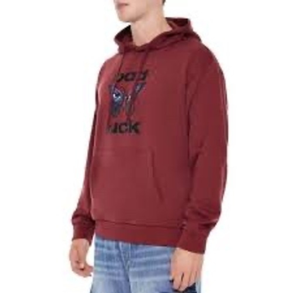 Forever 21 Men Bad Luck Butterfly Graphic Hoodie Sangria Maroon Small NEW